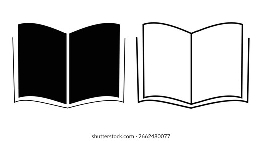 Conjunto de iconos de libro. Iconos abiertos modernos del libro, muestra de la Ilustración vectorial aislada en el fondo blanco. Educación signo relleno y esquema símbolo Biblioteca icono Web Diseño gráfico. Educación y signo literario.