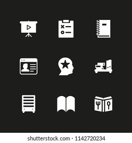book icon set. notebook, bookshelf and notepad vector icon for graphic design and web