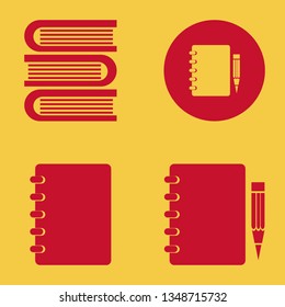 book icon set with notebook pencil, notebook and books vector illustration