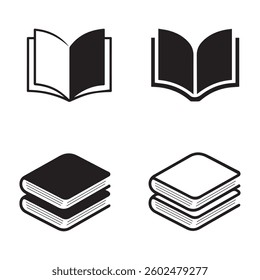 Book icon set on a white background 
