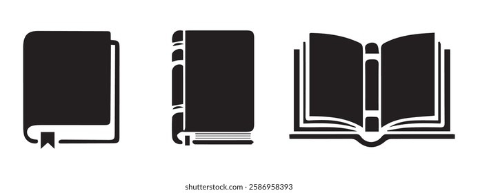 Book icon set. Open book, Closed book icon vector illustration. E-book icon. Eps 10