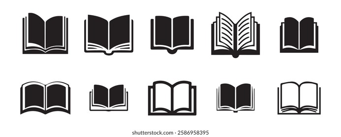 Book icon set. Open book, Closed book icon vector illustration. E-book icon. Eps 10