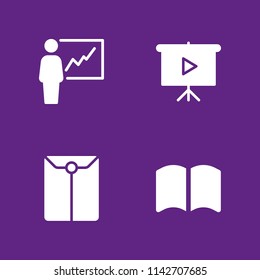book icon set. open book, dossier and presentation vector icon for graphic design and web
