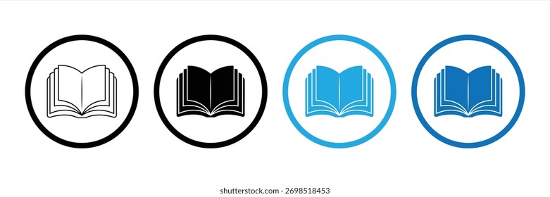 Conjunto de iconos de libro. Abra los signos y símbolos del libro. Icono de libro electrónico, Ilustración vectorial