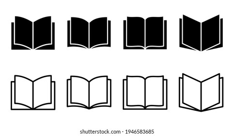 Book icon set. open book icon vector. ebook icon