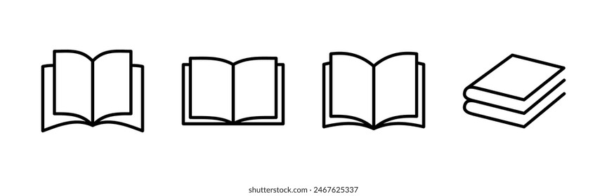 Book icon set. open book icon vector. ebook icon