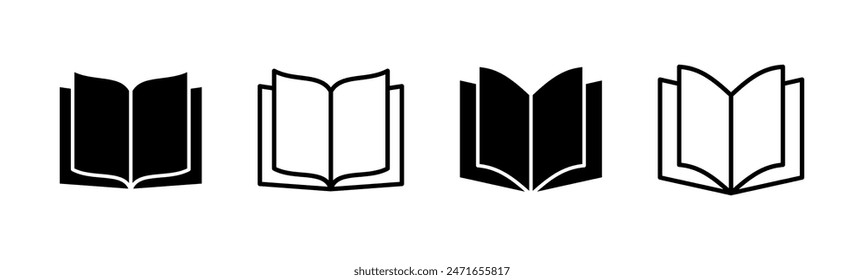 Book icon set. open book icon vector. ebook icon