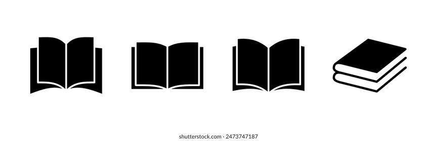 Book icon set. open book icon vector. ebook icon