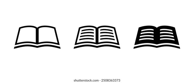 Conjunto de ícones de livro. Abra o vetor de ícone de livro. Símbolos do livro.