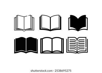 Conjunto de iconos de libro. Vector de iconos de libro abierto. icono de libro electrónico. Libro de texto o colección de libro de literatura.