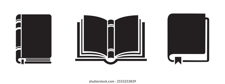 Book icon set. Open book icon vector. Closed book icon. Book isolated. E-book icon