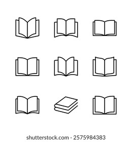 Book icon set. open book icon vector. ebook icon