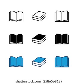 Book icon set. open book icon vector. ebook icon