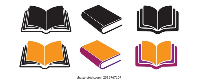 Book icon set. Open book icon vector illustration. Closed book icon. Book isolated. Eps 10