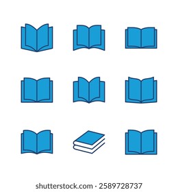 Book icon set. open book icon vector. ebook icon