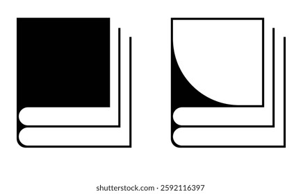 Book icon set , open book icon vector, eBook icon, black and white