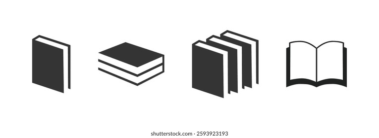 Book icon set. open book icon vector. ebook icon. Literature book icons collection. Textbook icons. EPS 10.