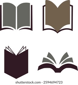 Book icon set. open book icon vector.