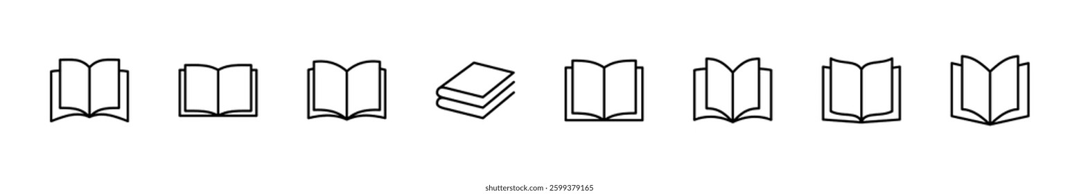 Book icon set. open book icon vector. ebook icon