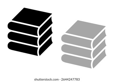 Conjunto de ícones de livro. abra o vetor de ícones de livro. ícone de e-book Ilustração vetorial isolada em cinza, preto e fundo branco.