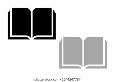 Conjunto de ícones de livro. abra o vetor de ícones de livro. ícone de e-book Ilustração vetorial isolada em cinza, preto e fundo branco.