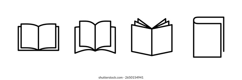 Book icon set. open book icon vector. ebook icon