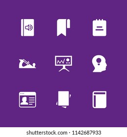 book icon set. presentation, audiobook and paper vector icon for graphic design and web