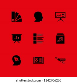 book icon set. recipe, music album and layout vector icon for graphic design and web