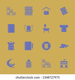 book icon set with school, islam prayer and notebook pencil vector illustration