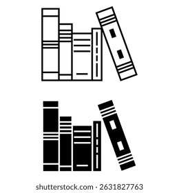 Book icon set. Simple stack of books. Stack decorative books silhouette vector illustration.