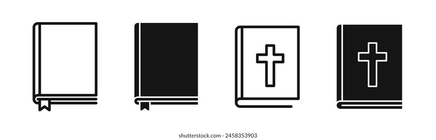 Book icon set. Simple book symbol. Bible icon. Bible book