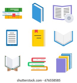 Book, icon set. Stacks of books, isolated vector illustration
