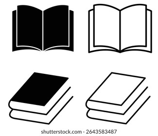 Book icon set. Book icon set with stroke. Open and close book icon set with white background, set of books icon vector. Book, vector, symbols. illustrator.