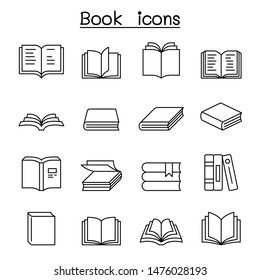 Book icon set in thin line style - Shutterstock ID 1476028193
