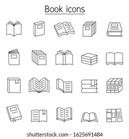 Book icon set in thin line stylev