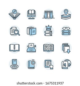 Book icon set in thin line style