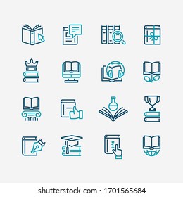 Icono de libro establecido en estilo de línea delgada