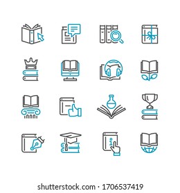 Book icon set in thin line style