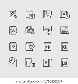 Book icon set in thin line style