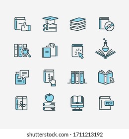 Book icon set in thin line style