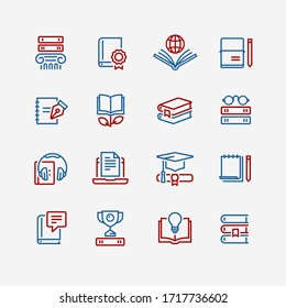 Book icon set in thin line style