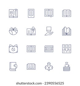 Book icon set. Thin line icon. Editable stroke. Containing book, world book day, electronic, history book, medical, open, reader, read, books.