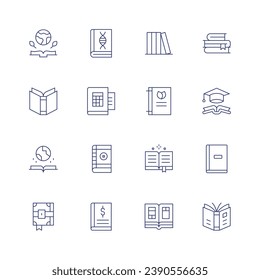 Book icon set. Thin line icon. Editable stroke. Containing book, world book day, books, recipe, spell, graduate.