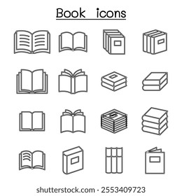 book icon set in thin line style