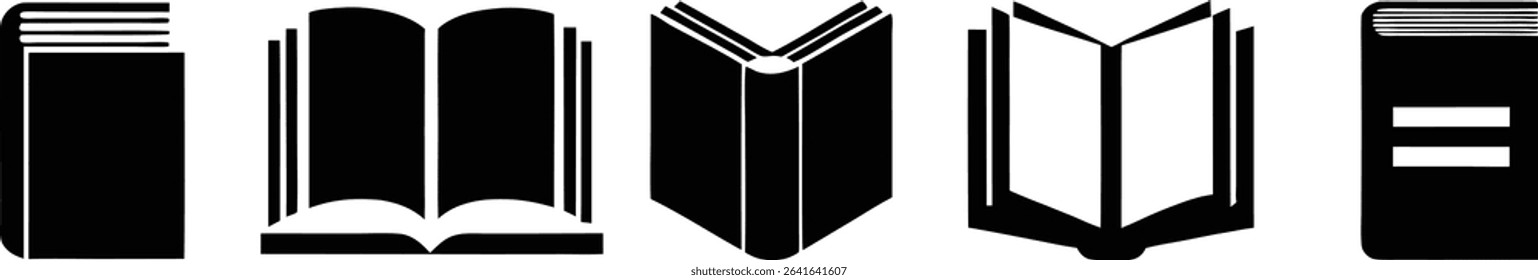 Book icon set, Various Books Vector Line Drawing Icon Set, Open book, closed book icon vector illustration, e-book, back to school, library sign, Study concept symbol, Learning sign, Book clipart