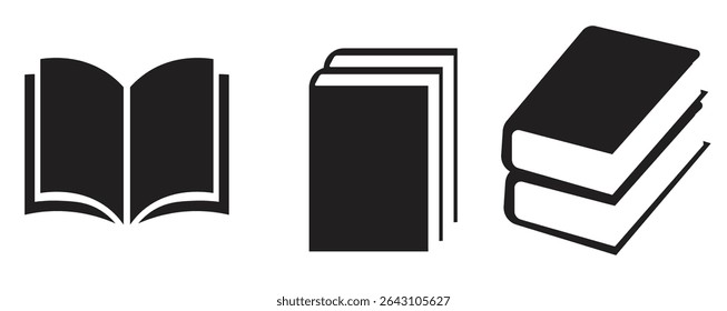 Book icon set, Various Books Vector Line Drawing Icon Set, Open book, closed book icon vector illustration, e-book, back to school, library sign, Study concept symbol, Book clipart, Learning sign