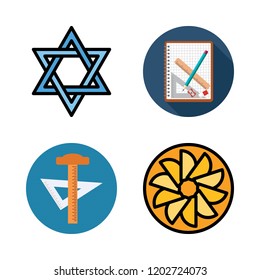 book icon set. vector set about school material, hebrew and notebook icons set.