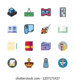 book icon set. vector set about school material, shelf, list and hebrew icons set.