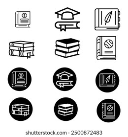 book icon set vector art illustration on white background.