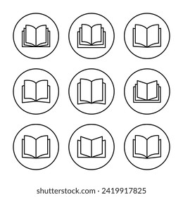 Book icon set vector. open book sign and symbol. ebook icon